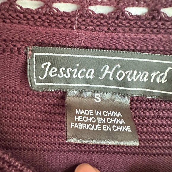 Jessica Howard Dress Women's Burgundy 3/4 Sleeve Knit A Line Small NWT - Picture 3 of 9